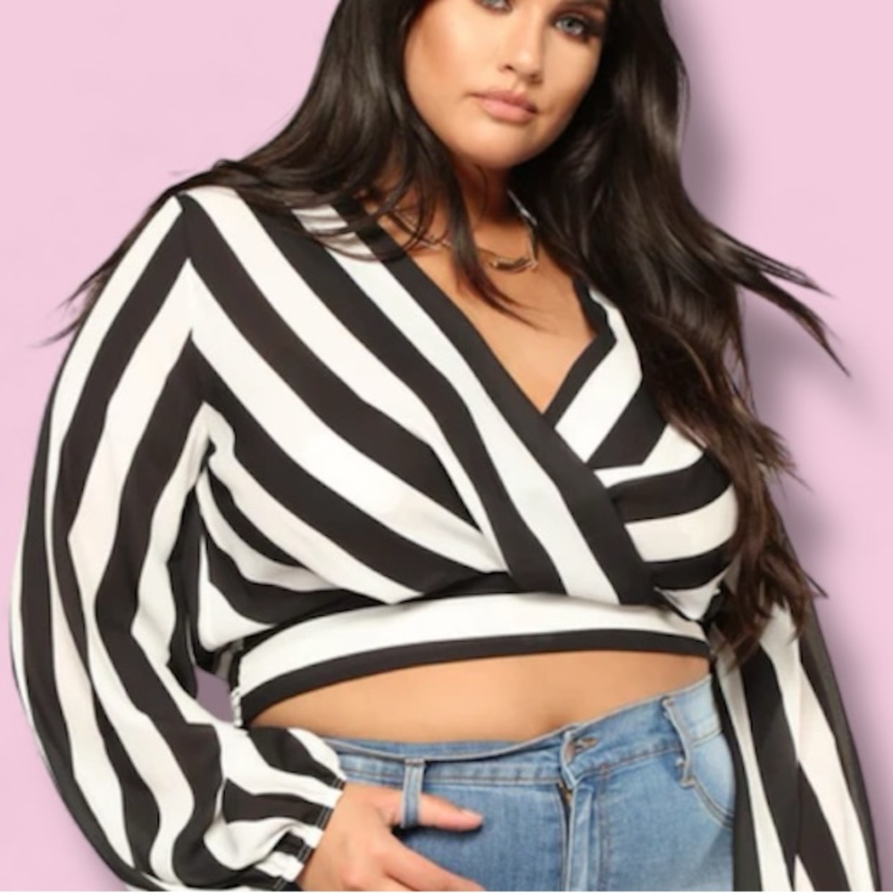Touch me chic Black and White Striped Blouse